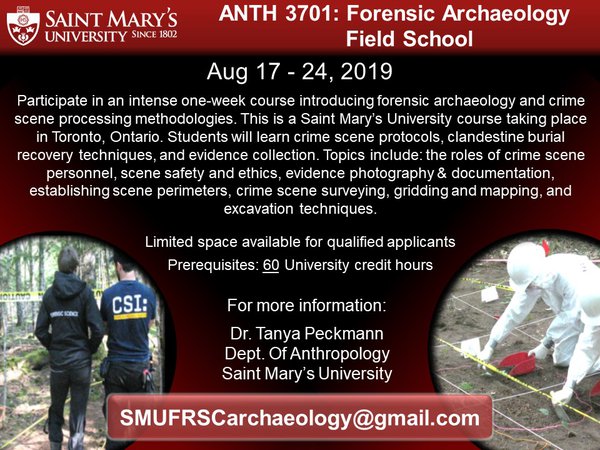 Saint Mary's University Forensic Archaeology Field School 2019